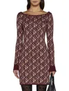 Marine Serre Moon Diamant Jacquard Wool-blend Minidress In Bordeaux
