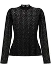 Marine Serre Womens Moonogram-flocked High-neck Mesh Top Bk99 Black In Schwarz