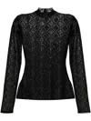 Marine Serre Womens Moonogram-flocked High-neck Mesh Top Bk99 Black In Black
