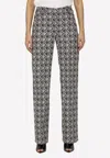Marine Serre Moon Diamant-print Tailored Trousers In Monochrome
