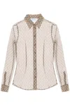 Marine Serre Moon Diamant Silk Crepon Button Up Blouse Clothing In Brown