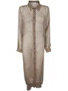 Marine Serre Moon Diamant Silk Crepon Button Up Dress In Multi