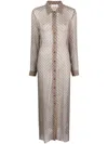 Marine Serre Moon Diamant Print Chiffon Long Dress In Neutrals