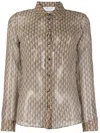 Marine Serre Moon Diamant Silk Crepon Button Up Blouse In Neutrals