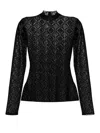 Marine Serre Womens Moonogram-flocked High-neck Mesh Top Bk99 Black In Black