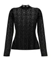 Marine Serre Womens Moonogram-flocked High-neck Mesh Top Bk99 Black In Black