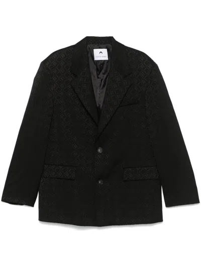 Marine Serre Moon Diamond-jacquard Blazer In Black