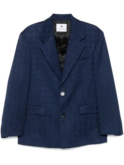 Marine Serre Moon Diamond Jacquard Blazer In Blue
