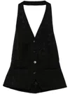 Marine Serre Moon Diamond-jacquard Halterneck Top In Black