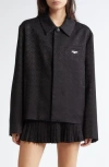 Marine Serre Black Moon Diamond Jacquard Tailoring Pleated Miniskirt In Black
