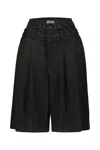 Marine Serre Moon Diamond Jacquard Tailorin Shorts In Black