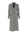 Marine Serre Monogram-pattern Single-breasted Coat In Gray