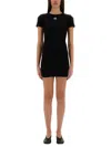 Marine Serre Black Long T-shirt With Crescent Moon Embroidered On The Front And Logo Patch On The Back In Black