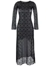 Marine Serre Moonogram Mesh Tube Dress In Black