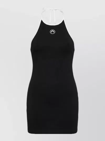 Marine Serre Moon Dress Halter Neckline Tie Back In Black