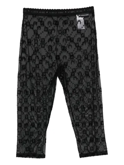 Marine Serre Moon-embellished Mesh Shorts In Black