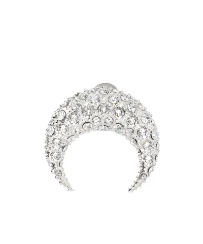 Marine Serre Moon Embellished Moon Stud In White