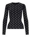 Marine Serre Black Recycled Moon Strass Jersey Second Skin Crewneck T-shirt In Black