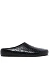 Marine Serre Black Moonogram Embossed Slip-on Loafers In Black