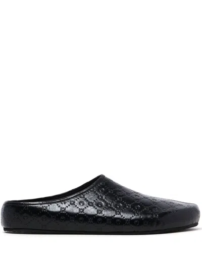 Marine Serre Black Moonogram Embossed Slip-on Loafers In Bk99 Black