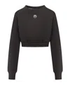 Marine Serre Moon Embroidered Cropped Knit Jumper In Black