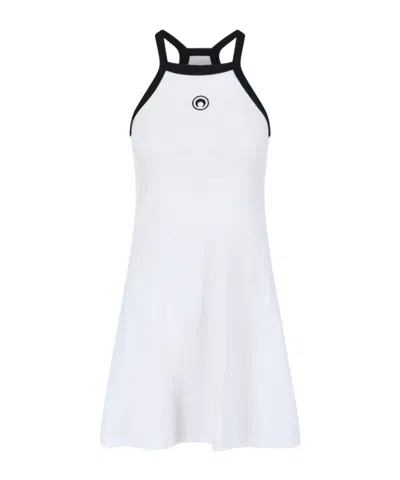 Marine Serre Moon Embroidered Sleeveless Dress In White