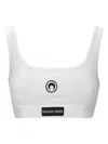 Marine Serre Stretch Jersey Sport Bra With Moon Logo In White