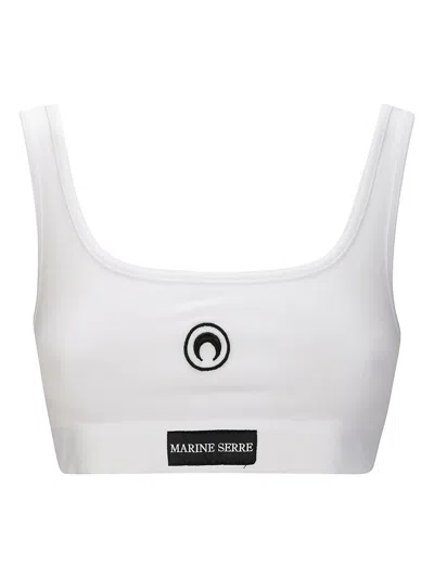 Marine Serre Moon Embroidered Sleeveless Sport Bra In White