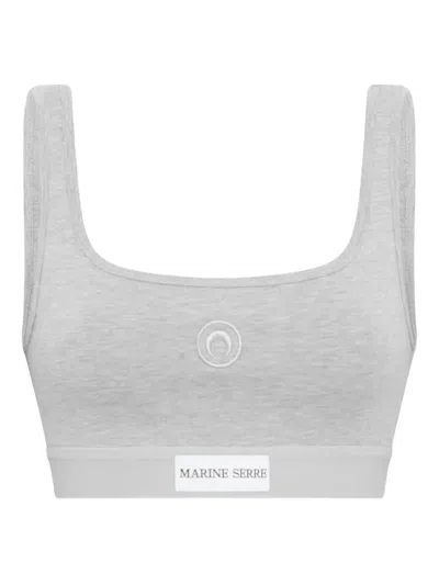 Marine Serre Moon-embroidered Sports Bra In Gray