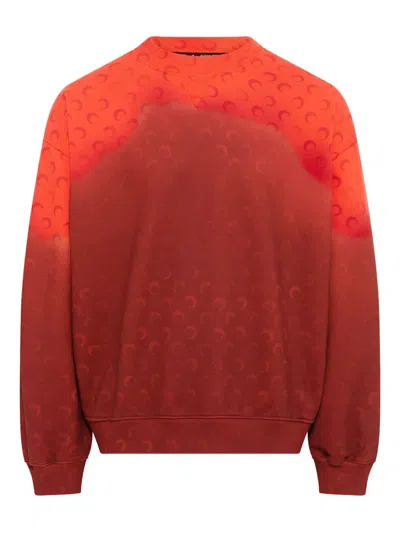 Marine Serre Red Moon Faded Fleece Cropped Sweatshirt