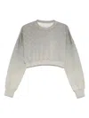 Marine Serre Cropped Grey Sweatshirt With Textured Fabric And In Gray