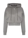 Marine Serre Moon Fleece Cropped Zipped Hoodie Woman Grey In Gray