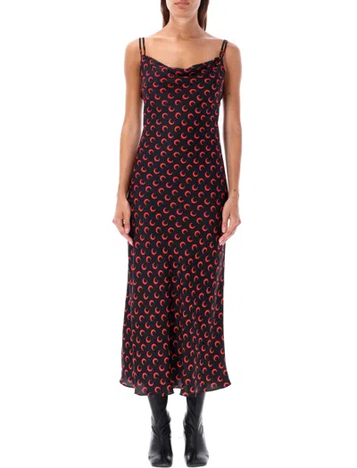 Marine Serre Black All Over Moon Slip Dress