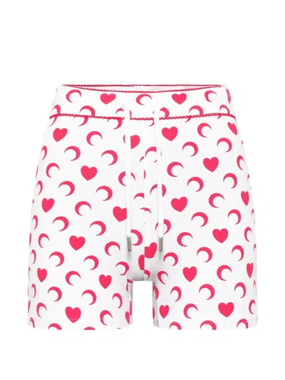 Marine Serre Moon Heart Mini Shorts In White