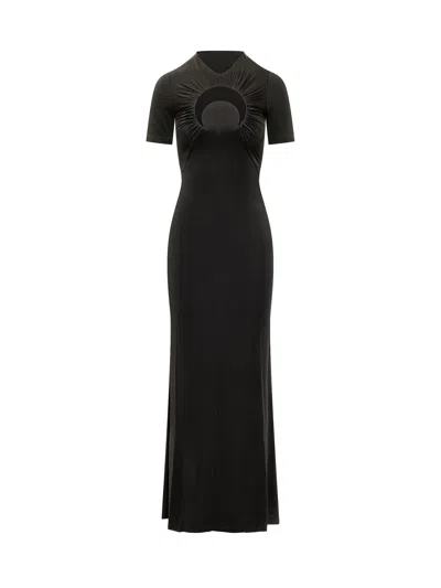 Marine Serre Moon Hole Long Dress In Black