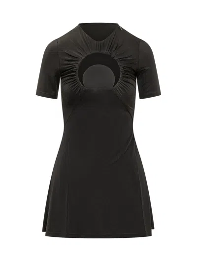 Marine Serre Moon Hole Mini Dress In Black
