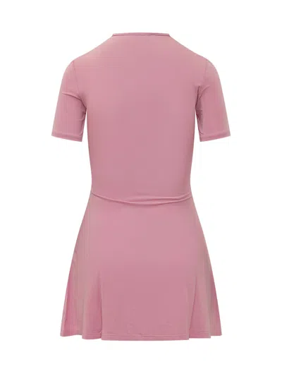 Marine Serre Moon Hole Mini Dress In Pink