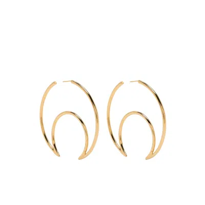Marine Serre Moon Hoop Earrings In Gold