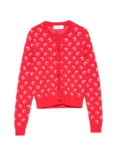 Marine Serre Moon Jacquard Bouclette Cardigan In Multi