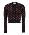 Marine Serre Black Moon Jacquard Knit Fitted Cardigan In Black