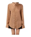 Marine Serre Moon Satin Button Down Shirt Clothing In Dark Camel