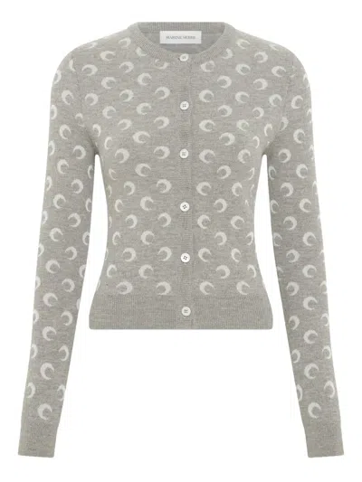 Marine Serre Moon-jacquard Cardigan In Gray