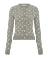 Marine Serre Crescent Moon Pattern Knit Cardigan In Gray