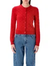 Marine Serre Red Moon Jacquard Knit Fitted Cardigan In Red