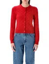 Marine Serre Red Moon Jacquard Knit Fitted Cardigan In Red