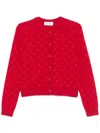 Shop Marine Serre Moon-jacquard Cardigan In Red