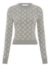 Marine Serre Fitted Short Length Sweater With Crewneck And Long Sleeves In White