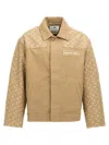 Marine Serre Moon Jacquard Twill Workwear Jacket In Beige