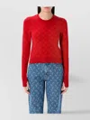 Marine Serre Moon Jacquard Knit Fitted Sweater In Red
