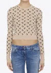 Marine Serre Women Moon Jacquard Knit Fitted Sweater In Nude